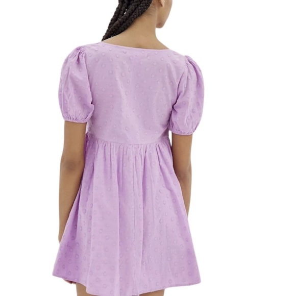 Urban Outfitters UO Maci Polka Dot Mini Dress Puff Sleeve Lilac - Picture 4 of 14